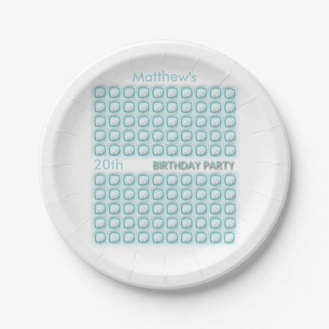 Transparent Squares 20th Birthday Paper Plates (Front)