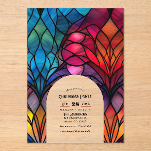 Transparent Stained Glass Christmas Holiday Party Acrylic Invitations