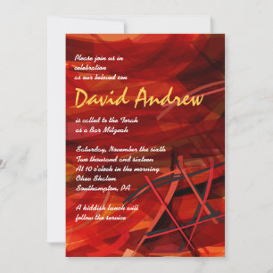 TRANSPARENT STAR Bat Bar Mitzvah Invitation red