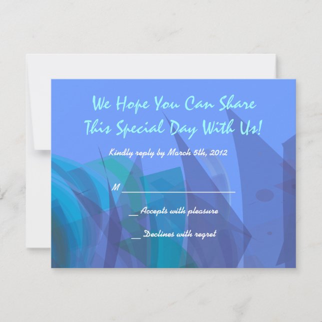 Transparent Star Bat Bar Mitzvah reply card blue (Front)