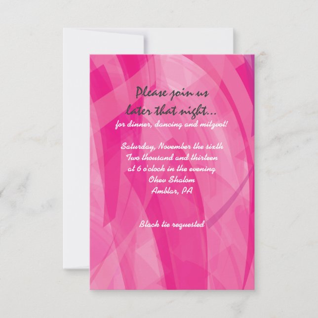 TRANSPARENT STAR Bat Mitzvah Reception Card (Front)