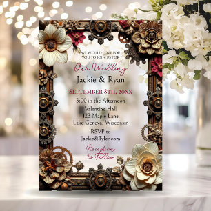Transparent Steampunk Gothic Themed Wedding Acrylic Invitations