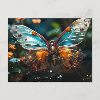 Transparent Steampunk Wire Butterfly Postcard
