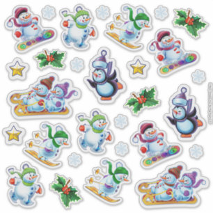 Transparent stickers superb Christmas characters