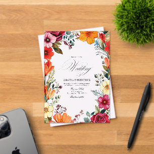 Transparent Vibrant Floral Mexican Fiesta Wedding Acrylic Invitations