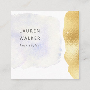 Transparent watercolor faux foil Business Card