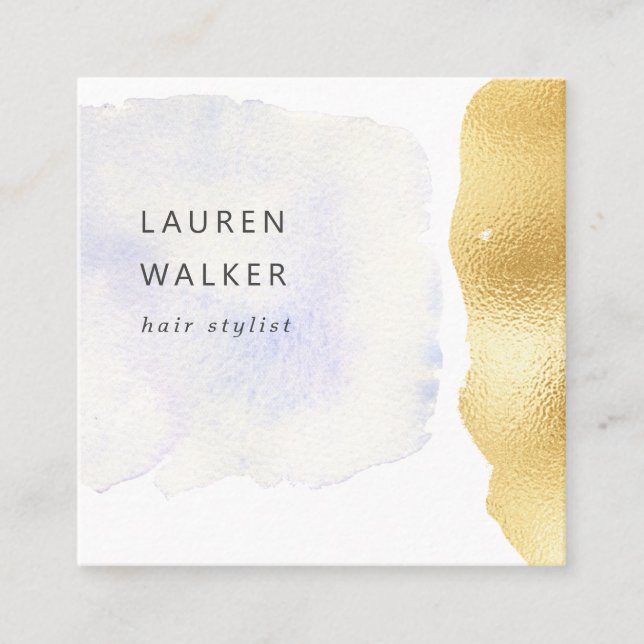 Transparent watercolor faux foil Business Card (Front)