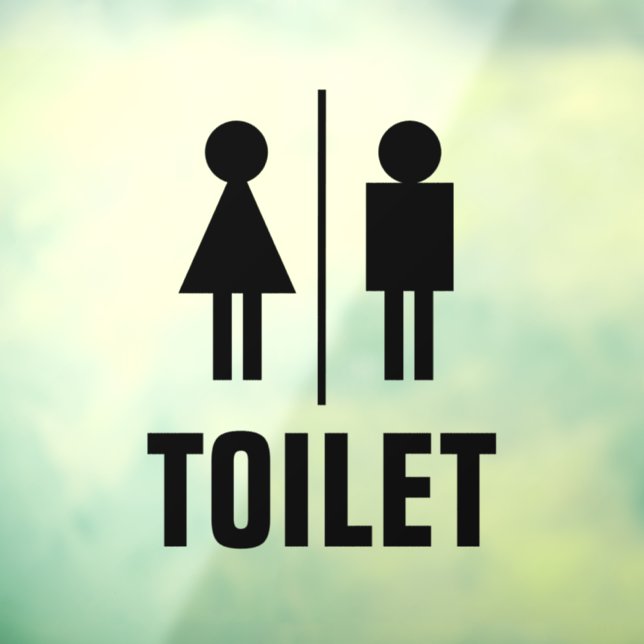 Transparent WC toilet glass door window cling sign (Sheet 3)