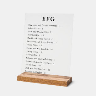 Transparent Wedding Guest Names Seating Chart