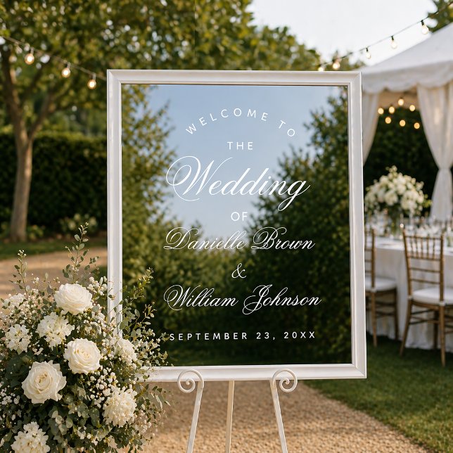 Transparent Wedding Welcome Sign with White Script (Creator Uploaded)