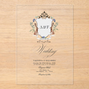 Transparent Whimsical Woodland Rabbit Wedding Acrylic Invitations
