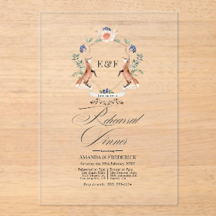 Transparent Whimsical Woodland Rehearsal Dinner Acrylic Invitations
