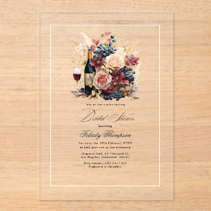Transparent Wine Tasting Bridal Shower Acrylic Invitations