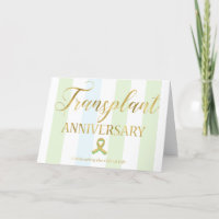 Transplant Anniversary Gold & Green Folded Card