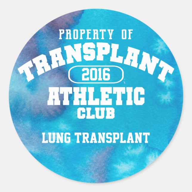 Transplant Athletic Club Watercolor Lung Classic Round Sticker (Front)