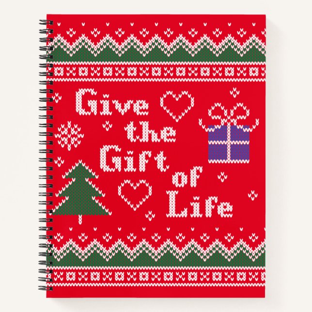 Transplant Gift of Life Knitted Christmas Sweater Notebook (Front)