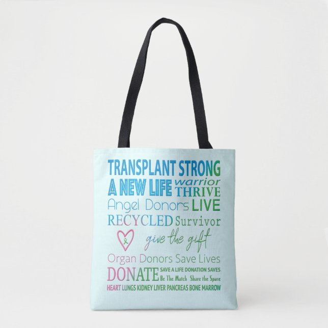 Transplant Strong Organ Donation Awareness Tote Bag (Front)