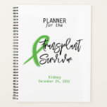 Transplant Survivor Green Ribbon Custom Planner<br><div class="desc">Transplant life requires keeping track of many things! Consolidate all your important information in this custom Transplant Survivor planner, on trend with a stylish font and green ribbon original design for the transplant survivor! Personalise with your transplant and date, choose white or black background. Great gift idea! See more items...</div>