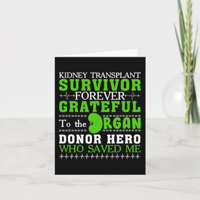 Transplant Survivor Organ Kidney Donor Recipient 1 Card (Front)