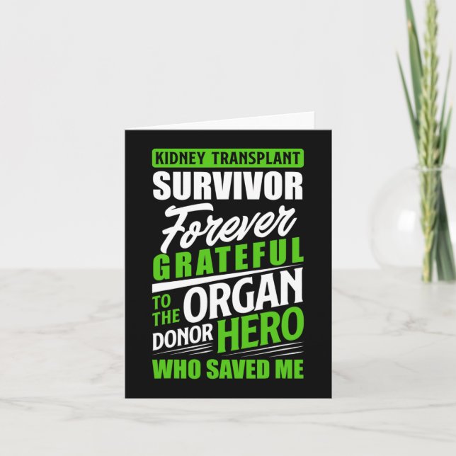 Transplant Survivor Organ Kidney Donor Recipient  Card (Front)