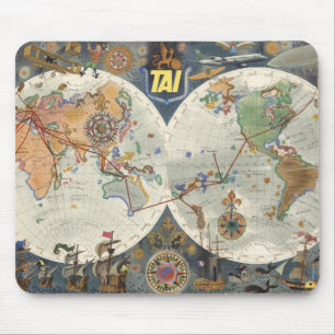 Transport Aeriens Internationaux World Map Mouse Mat