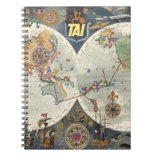 Transport Aeriens Internationaux World Map Notebook