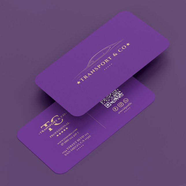 Transport Car Rent Chauffeur Royal Purple Modern Business Card (Transport Car Driver Company Royal Purple Modern Business Card
)