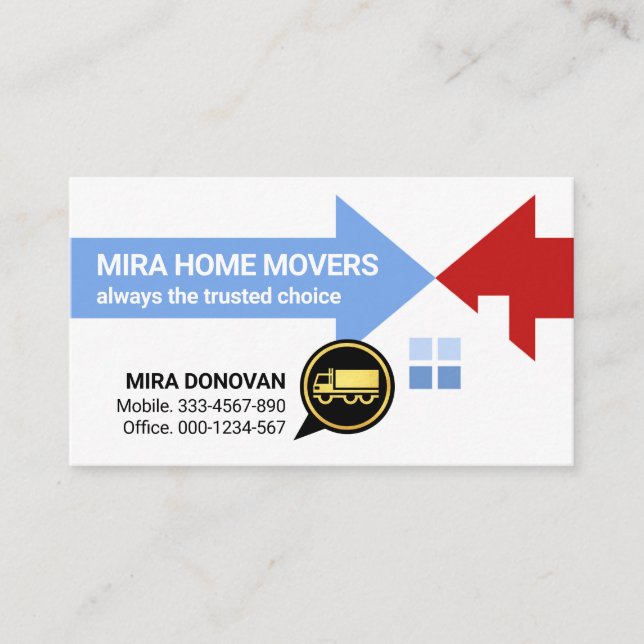 Transport Destination Arrows Home Moving Business Card (Front)