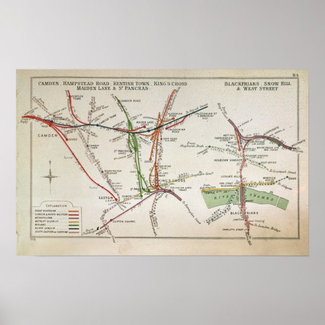Transport map of London, c.1915 Poster (Front)