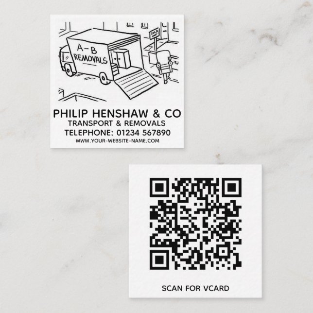 Transport & Removals Square Business Card (Front/Back)