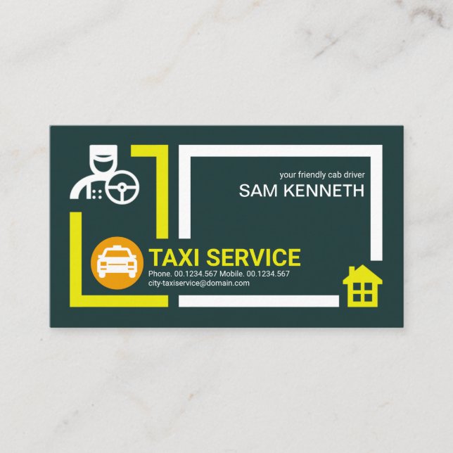 Transport Route Border Frame Taxi Transport Driver Business Card (Front)