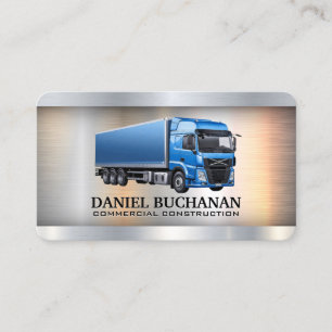 Transport Semi Truck Logo   Metallic Industrial  Business Card