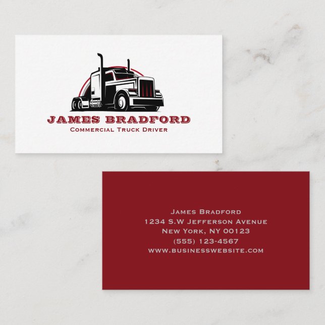 Transport Semi Trucking Trucker Company Business Card (Front/Back)