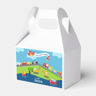 Transport vehicles boy birthday favour box. favour box