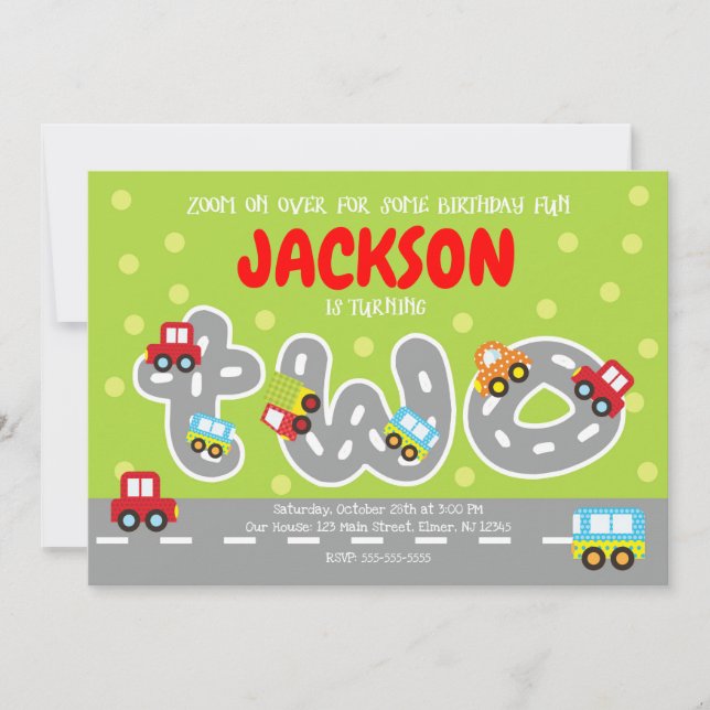 Transportation 2nd Birthday Invitation (Front)