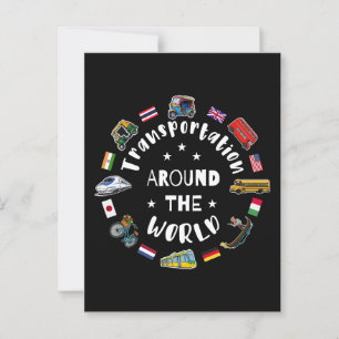 Transportation around the world postcard