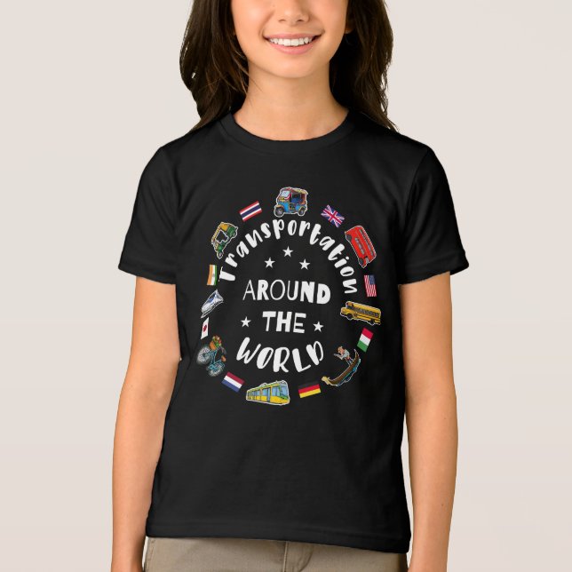 Transportation around the world Tri-Blend shirt (Front)