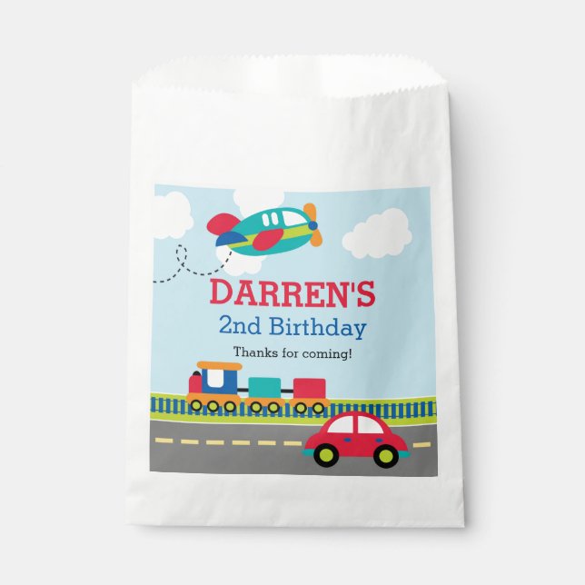 Transportation Birthday Favour Bags Boy Kids Party (Front)