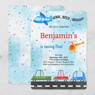 Transportation Birthday Invitation
