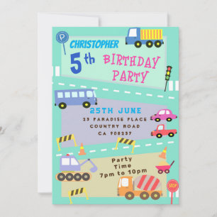 Transportation Birthday Invitation