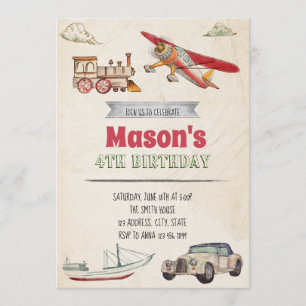 Transportation birthday invitation