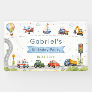 Transportation Birthday Party Banner