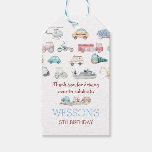 Transportation Birthday Party Favour tag, Gift Tags