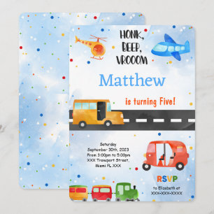 Transportation Birthday Party Invitation