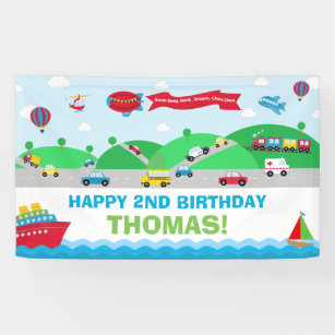 Transportation Birthday Party Welcome Backdrop Banner