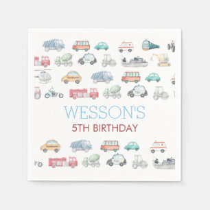 Transportation Birthday sticker, Classic Round Sti Napkin