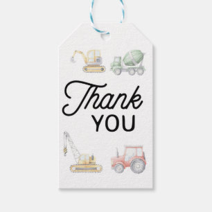Transportation Birthday, Truck Birthday, Thank you Gift Tags