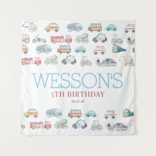 Transportation Birthday Welcome Sign Tapestry