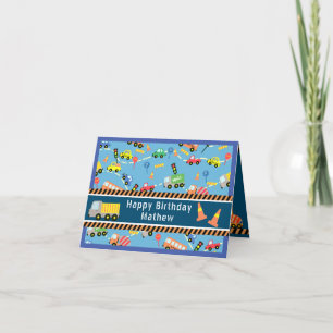 Transportation  Blue. Birthday Card