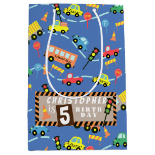 Transportation Blue Medium Gift Bag